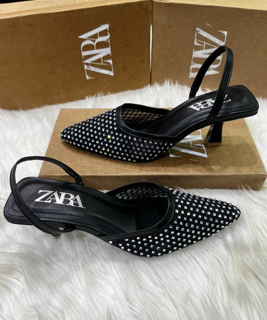 ZARA NEW ARRIVAL – Women Stone Heel (Black)