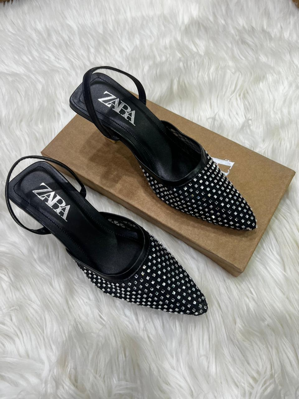 ZARA NEW ARRIVAL – Women Stone Heel (Black)