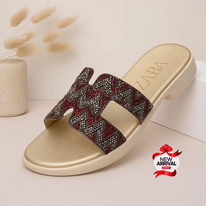 ZARA PREMIUM – Women Medicated Slippers (Golden Maroon)