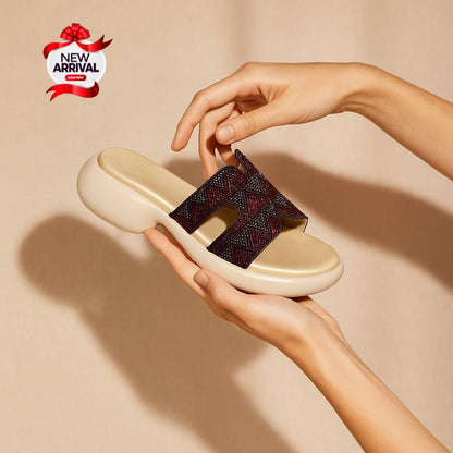 ZARA PREMIUM – Women Medicated Slippers (Golden Maroon)