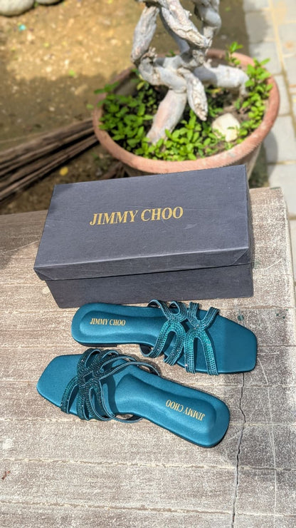 JIMMY CHOO – Women Slippers (Bluish Green)