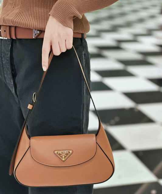 PRADA SMALL FLAP SHOULDER – Women Bag (Brown)