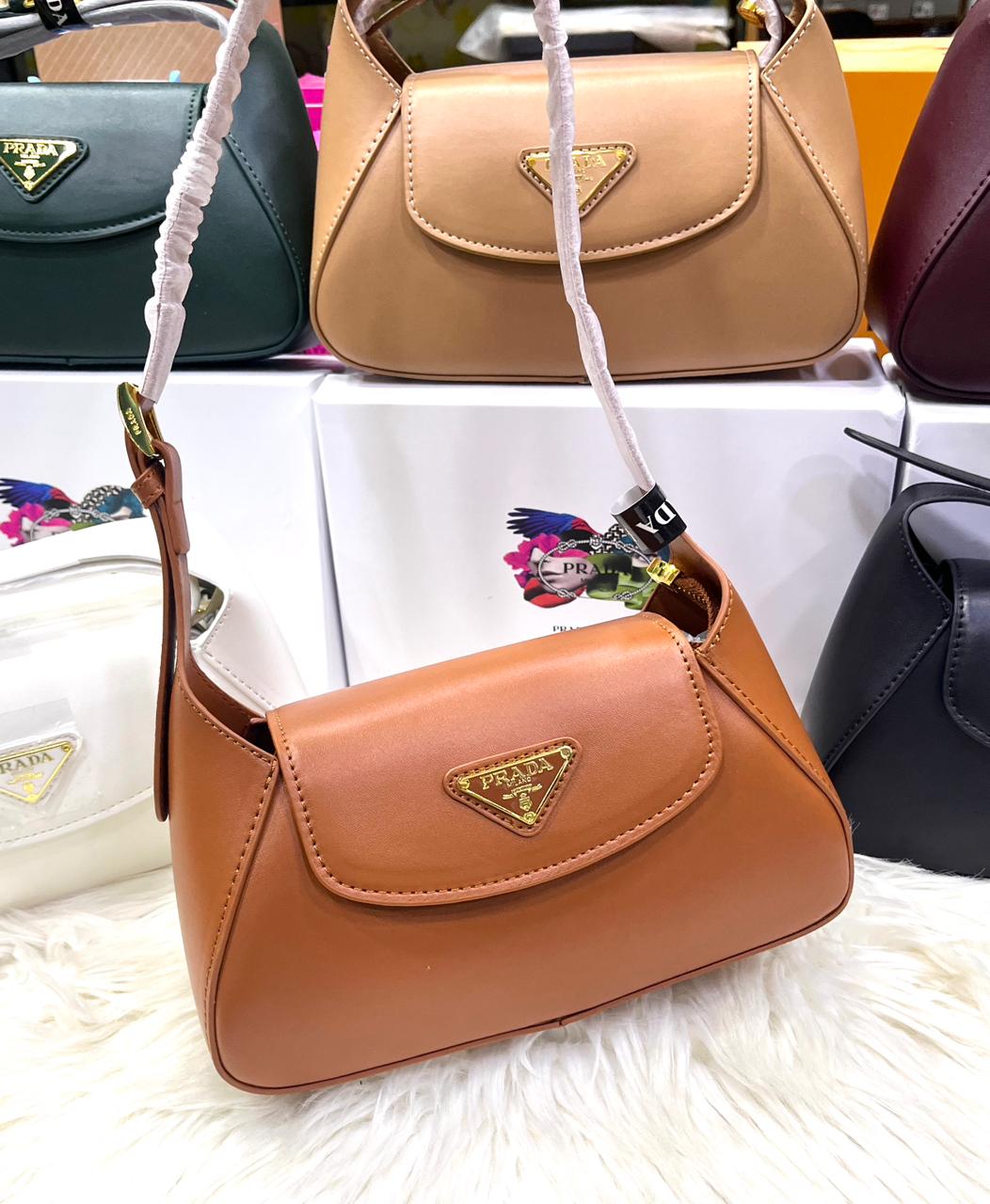 PRADA SMALL FLAP SHOULDER – Women Bag (Brown)