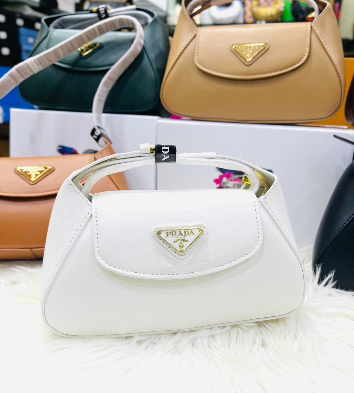 PRADA SMALL FLAP SHOULDER – Women Bag (Off White/Cream)