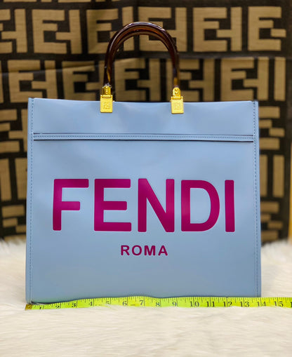 F-E-N-D-I Premium Tote Women Bag – Luxury Edition (Sky Blue)