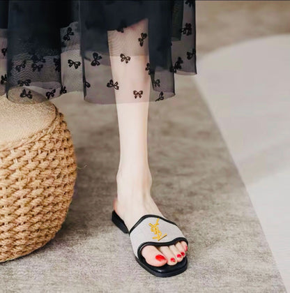 YSL SAINT LAURENT JUTT SLIPPERS – Women Shoes (New Arrival) (Black)