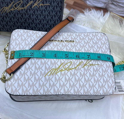 MICHAEL KORS JET SET MEDIUM LOGO SIGNATURE CROSSBODY BAG – Women Bag (Cream)