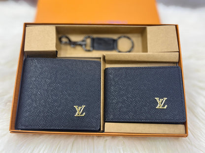 LOUIS VUITTON GENTS GIFT SET – Wallet, Card Holder & Keychain (Blue)