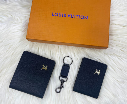 LOUIS VUITTON GENTS GIFT SET – Wallet, Card Holder & Keychain (Blue)