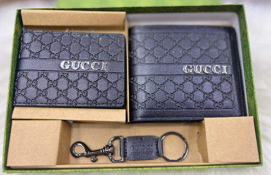 GUCCI GENTS GIFT SET – Wallet, Card Holder & Keychain (Black)