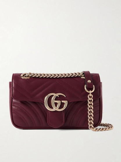 GUCCI GG Marmont 2.0 Quilted Leather Shoulder Bag (Red)