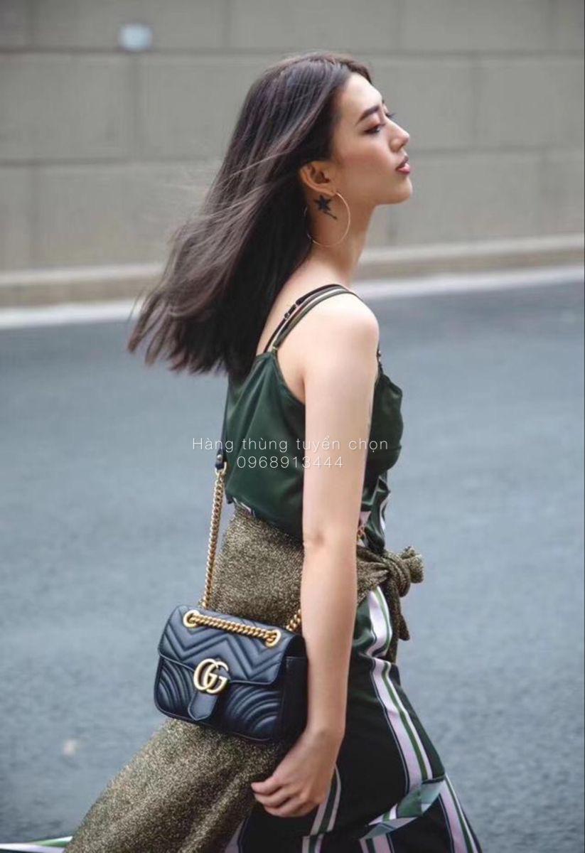 GUCCI GG Marmont 2.0 Quilted Leather Shoulder Bag (Black)