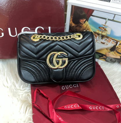 GUCCI GG Marmont 2.0 Quilted Leather Shoulder Bag (Black)