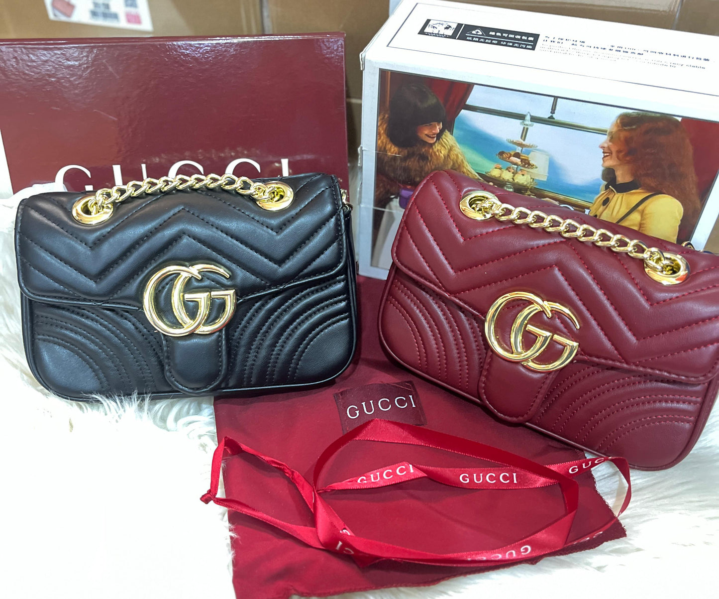 GUCCI GG Marmont 2.0 Quilted Leather Shoulder Bag (Black)