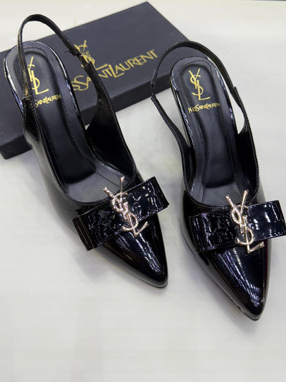 YSL Saint Laurent – Women Heel Slippers (Black)