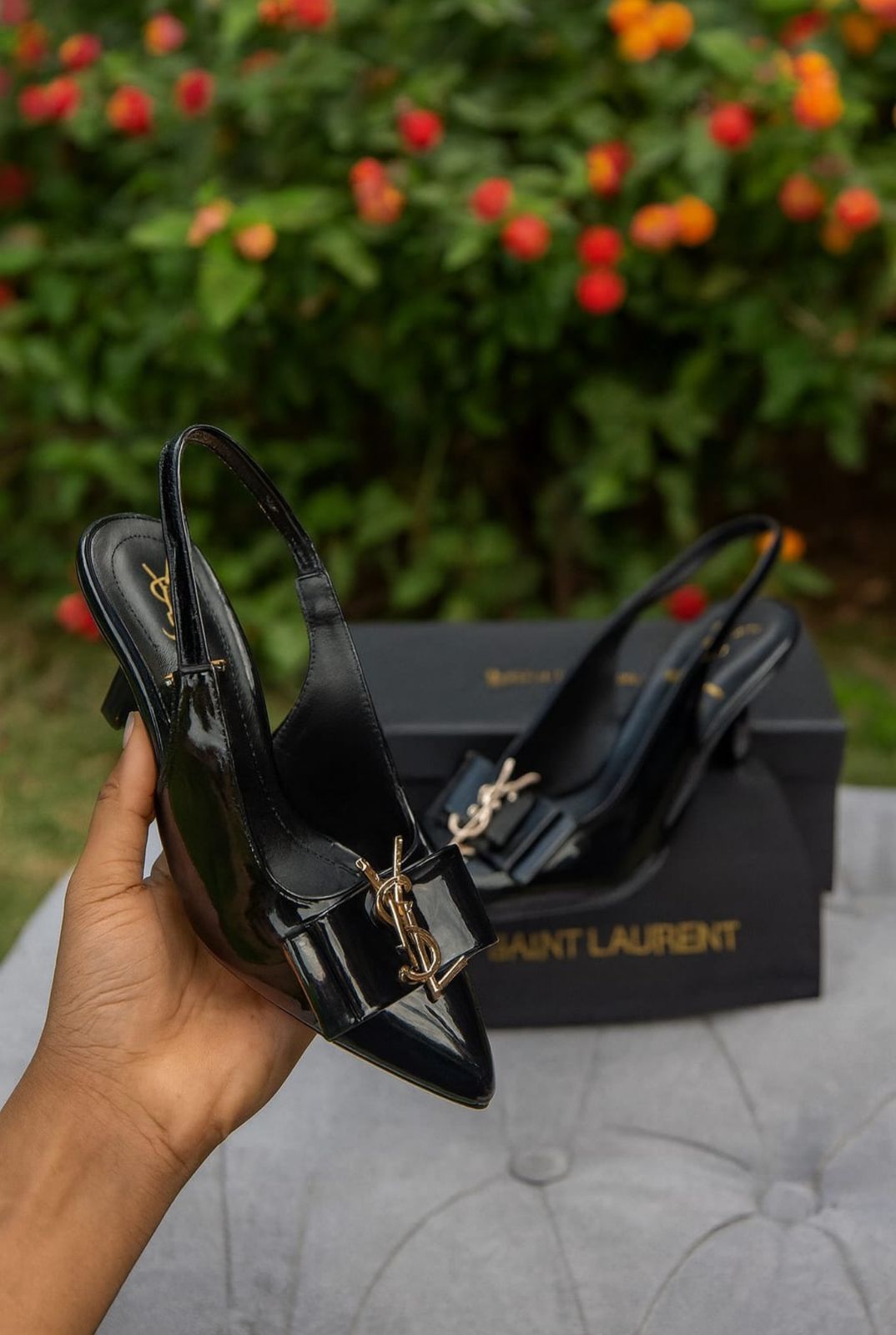 YSL Saint Laurent – Women Heel Slippers (Black)