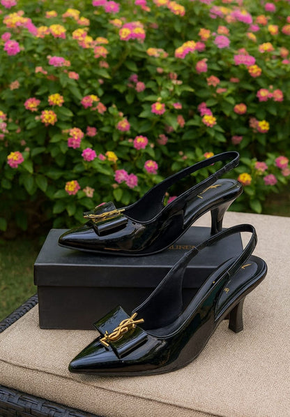 YSL Saint Laurent – Women Heel Slippers (Black)