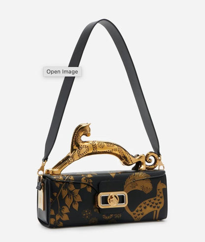 LANVIN Pencil Cat Bag in Matte Leather – Women Bag (Golden Black)
