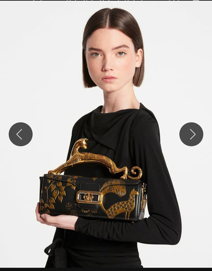 LANVIN Pencil Cat Bag in Matte Leather – Women Bag (Golden Black)