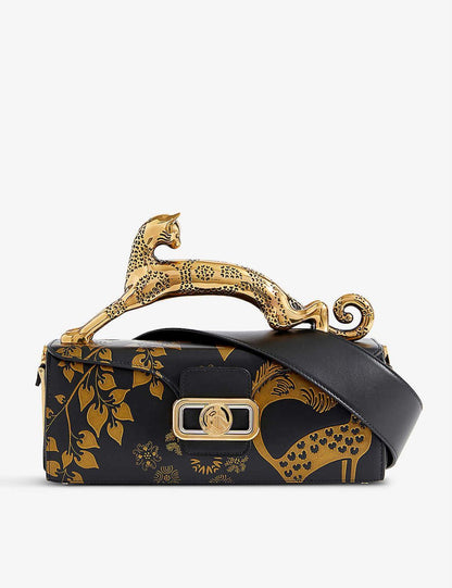 LANVIN Pencil Cat Bag in Matte Leather – Women Bag (Golden Black)