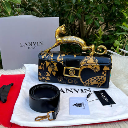 LANVIN Pencil Cat Bag in Matte Leather – Women Bag (Golden Black)