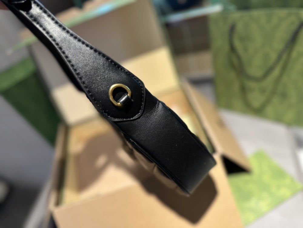 GUCCI GG Marmont Half-Moon Shoulder Bag – Women Bag (Black)