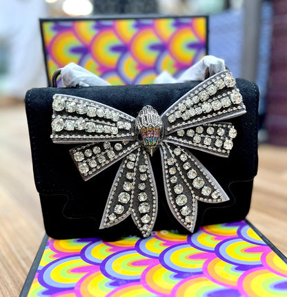 KURT GEIGER – Small Shoreditch Bow Women Bag (Silver & Black)