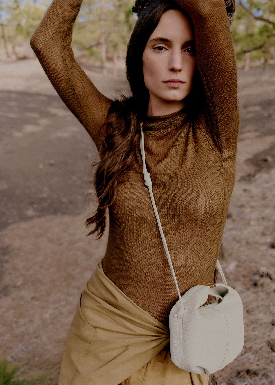 POLÈNE BÉRI – Edition Textured Taupe Women Bag (Off White)
