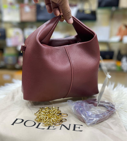 POLÈNE BÉRI – Edition Textured Taupe Women Bag (Red)