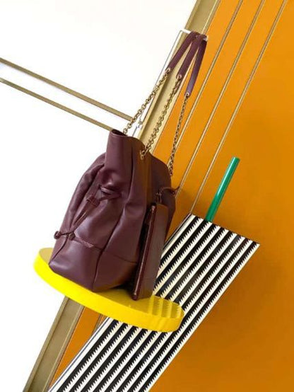 YSL – Luxury Leather Women Tote Bag (Maroon)