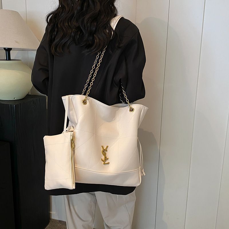 YSL – Luxury Leather Women Tote Bag (White)
