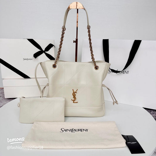 YSL – Luxury Leather Women Tote Bag (White)