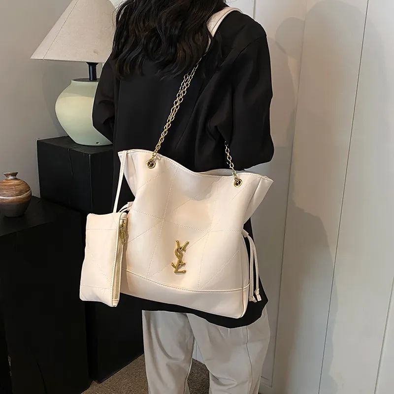 YSL – Luxury Leather Women Tote Bag (White)