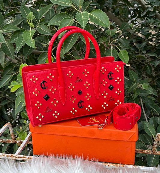 CHRISTIAN LOUBOUTIN – Luxury Women Handbag with Long Belt (Red)