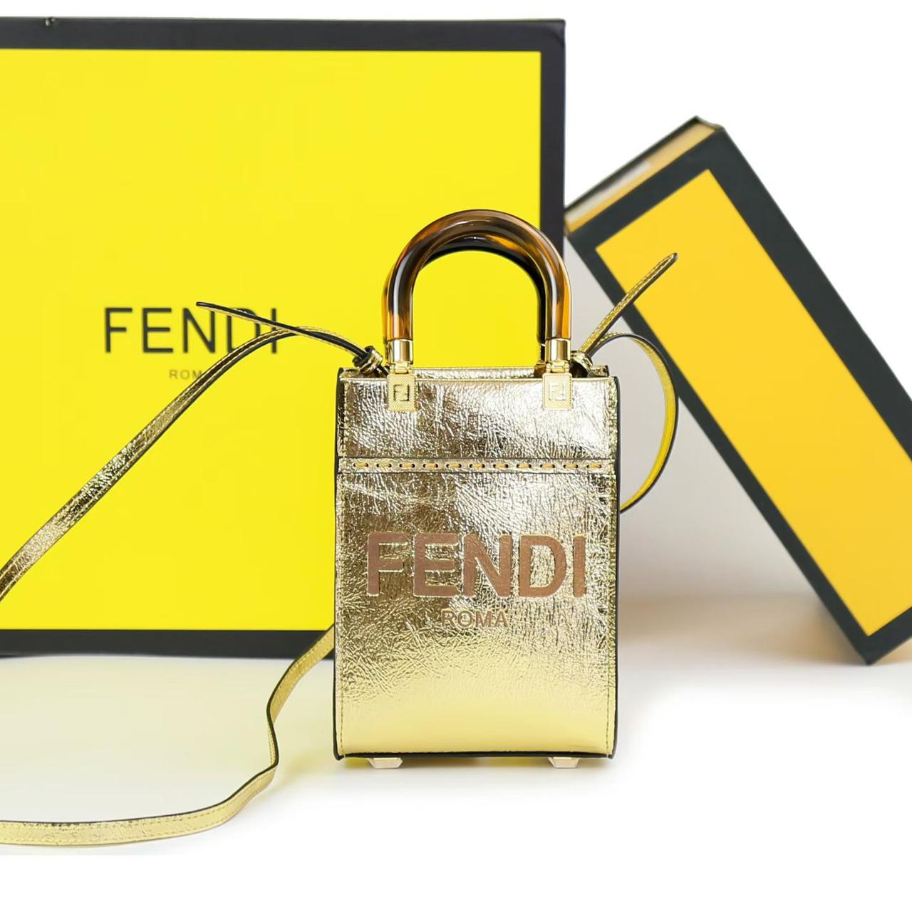 FENDI – Luxury Leather Women Bag (Golden)