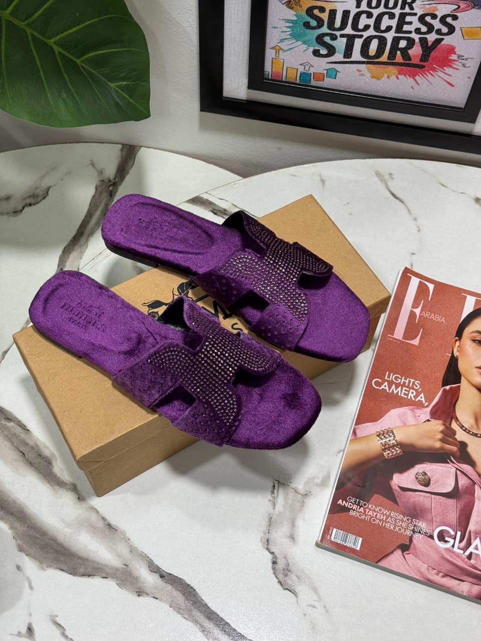 HERMÈS – New Arrival Women Stone Flats (Purple)