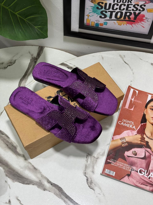 HERMÈS – New Arrival Women Stone Flats (Purple)