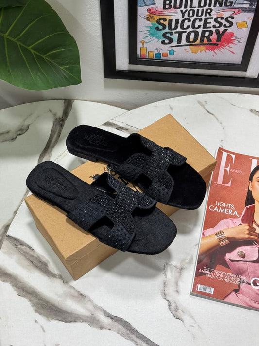 HERMÈS – New Arrival Women Stone Flats (Black)