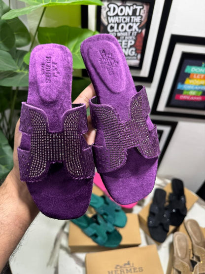 HERMÈS – New Arrival Women Stone Flats (Purple)