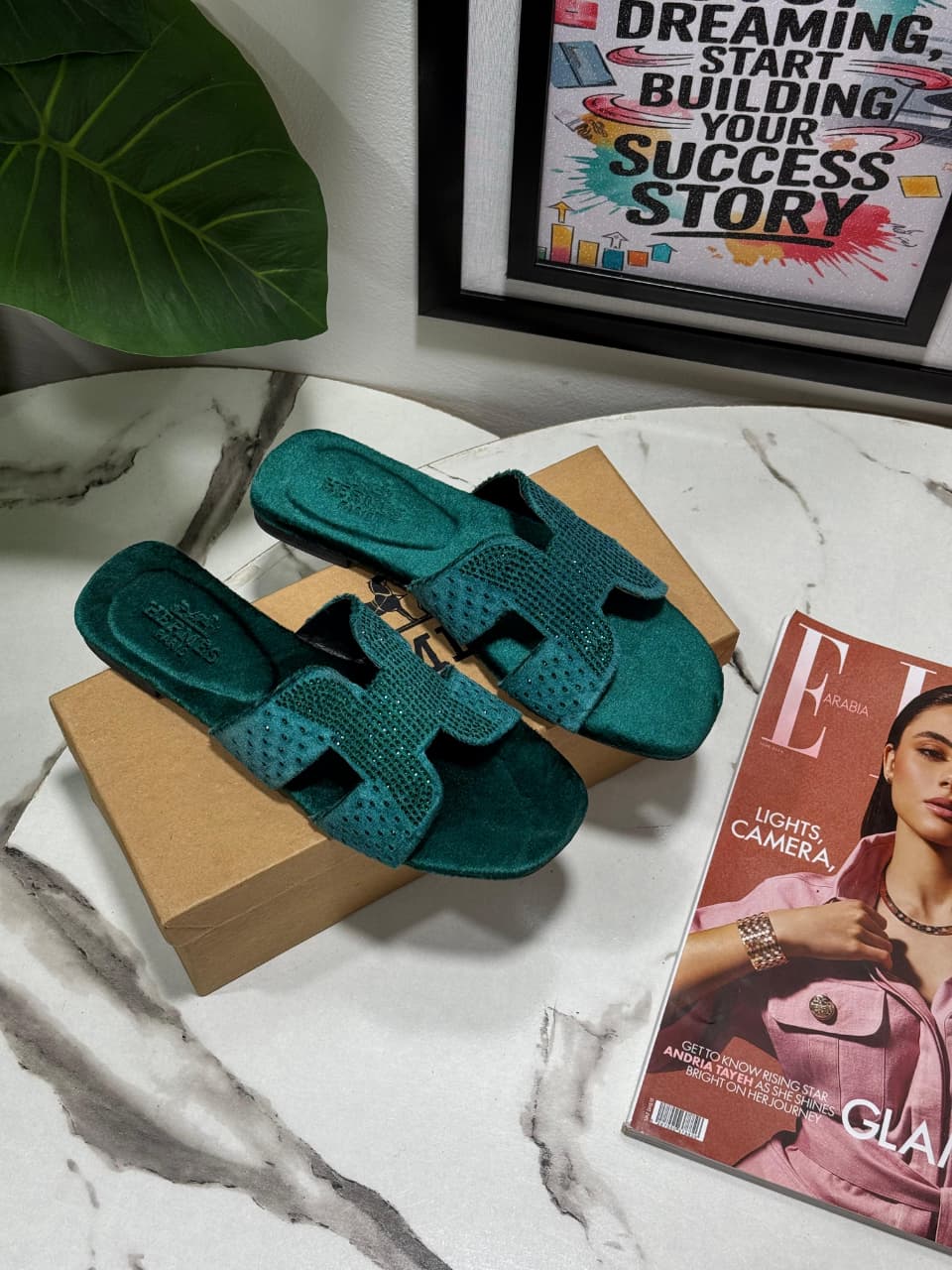 HERMÈS – New Arrival Women Stone Flats (Sea Green)