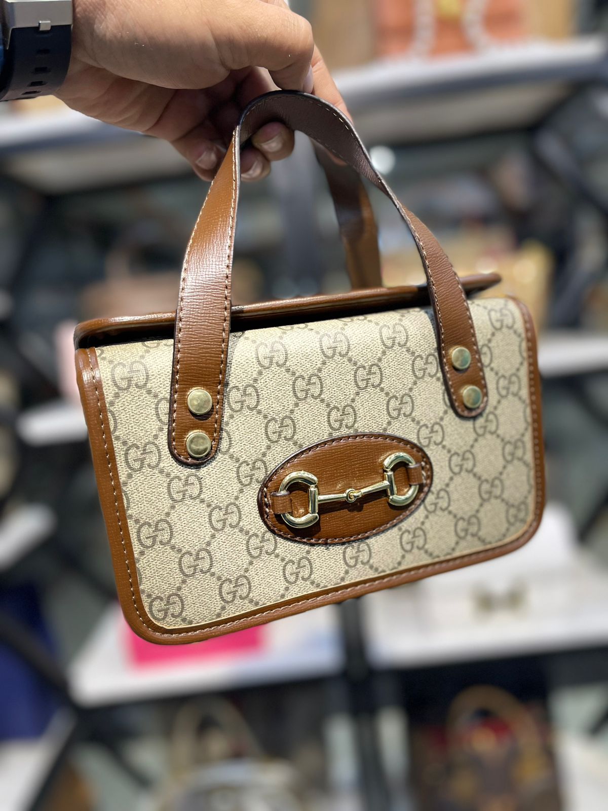 GUCCI – Horsebit 1955 Mini Women Bag (Beige Brown)