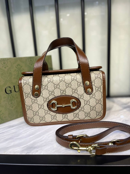 GUCCI – Horsebit 1955 Mini Women Bag (Beige Brown)