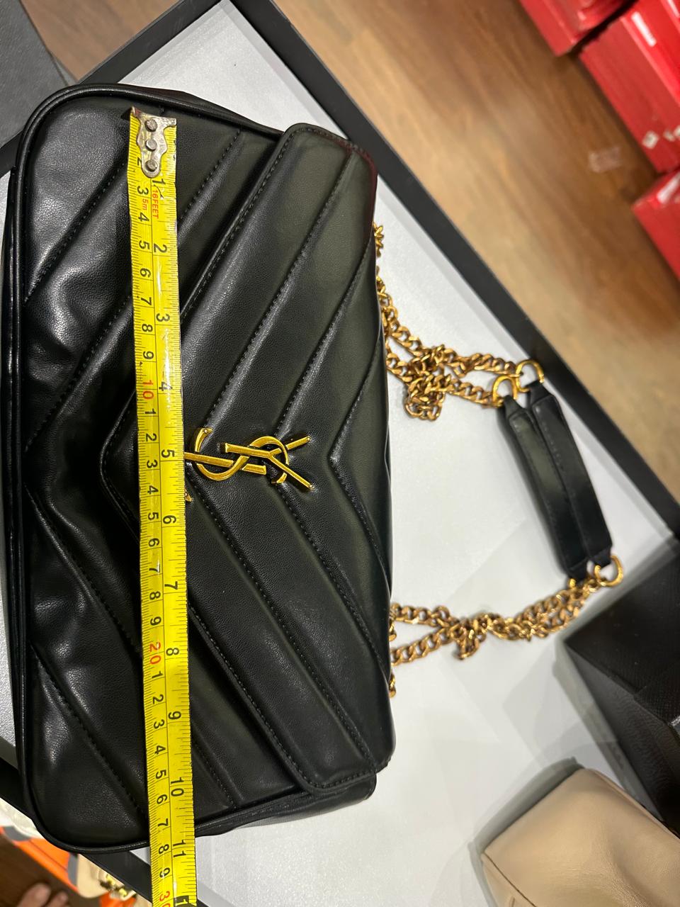 Saint Laurent Loulou Chain Bag – Women Bag in Soft Lambskin (Chevron Quilted Design) (White)