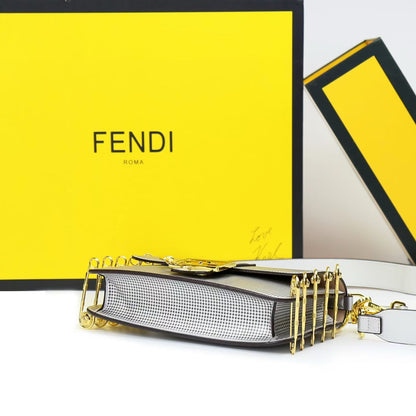 Fendi Women Bag – Premium Leather with Long Chain & Belt (Same as Original) (Silver)