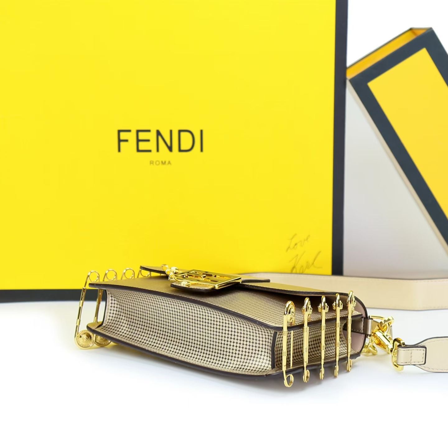 Fendi Women Bag – Premium Leather with Long Chain & Belt (Same as Original) (Gold)