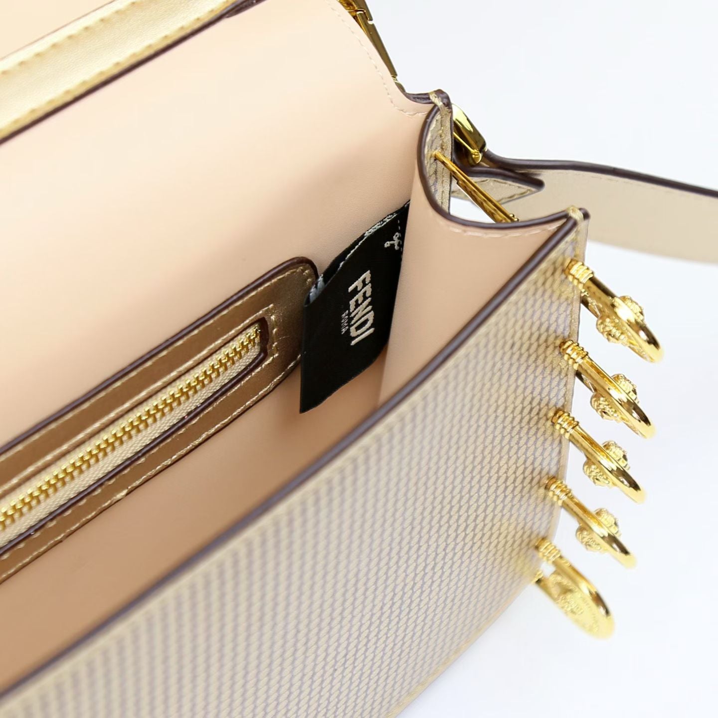 Fendi Women Bag – Premium Leather with Long Chain & Belt (Same as Original) (Gold)