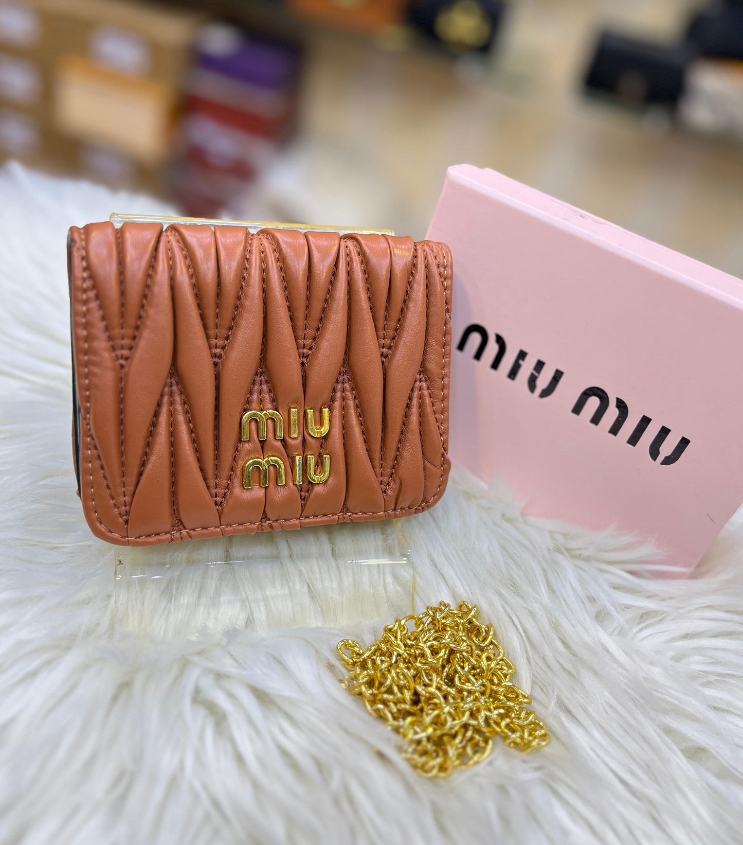 MIU MIU MORGAN – Women Card Case On Chain (Brown)