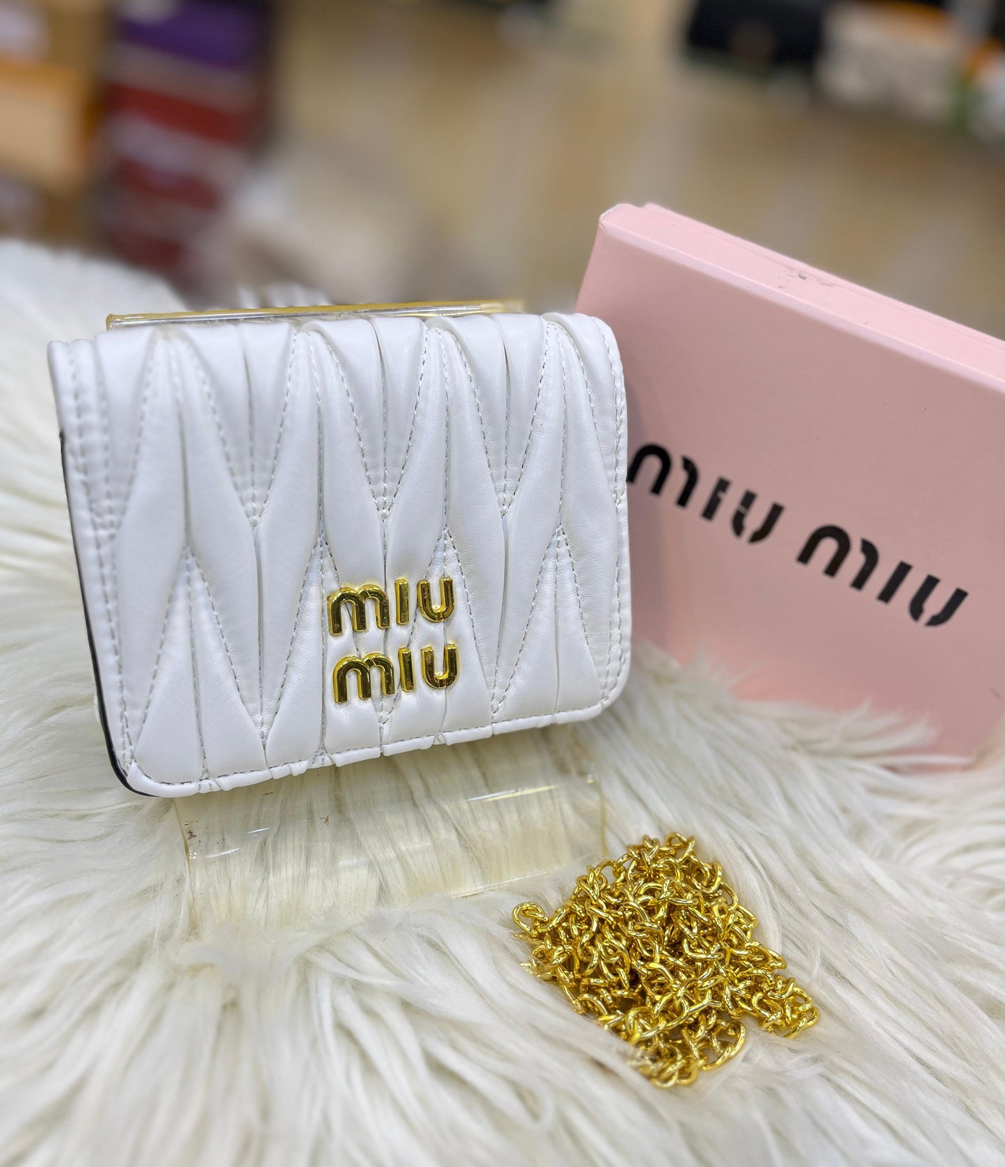 MIU MIU MORGAN – Women Card Case On Chain (White)