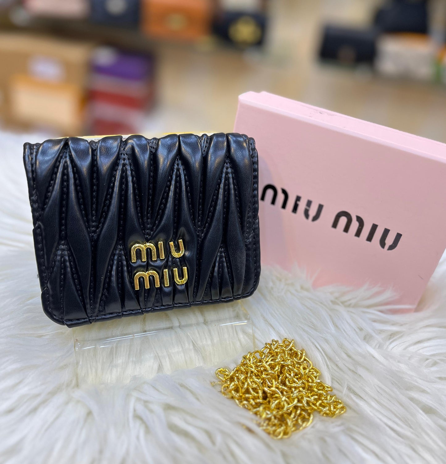 MIU MIU MORGAN – Women Card Case On Chain (Black)