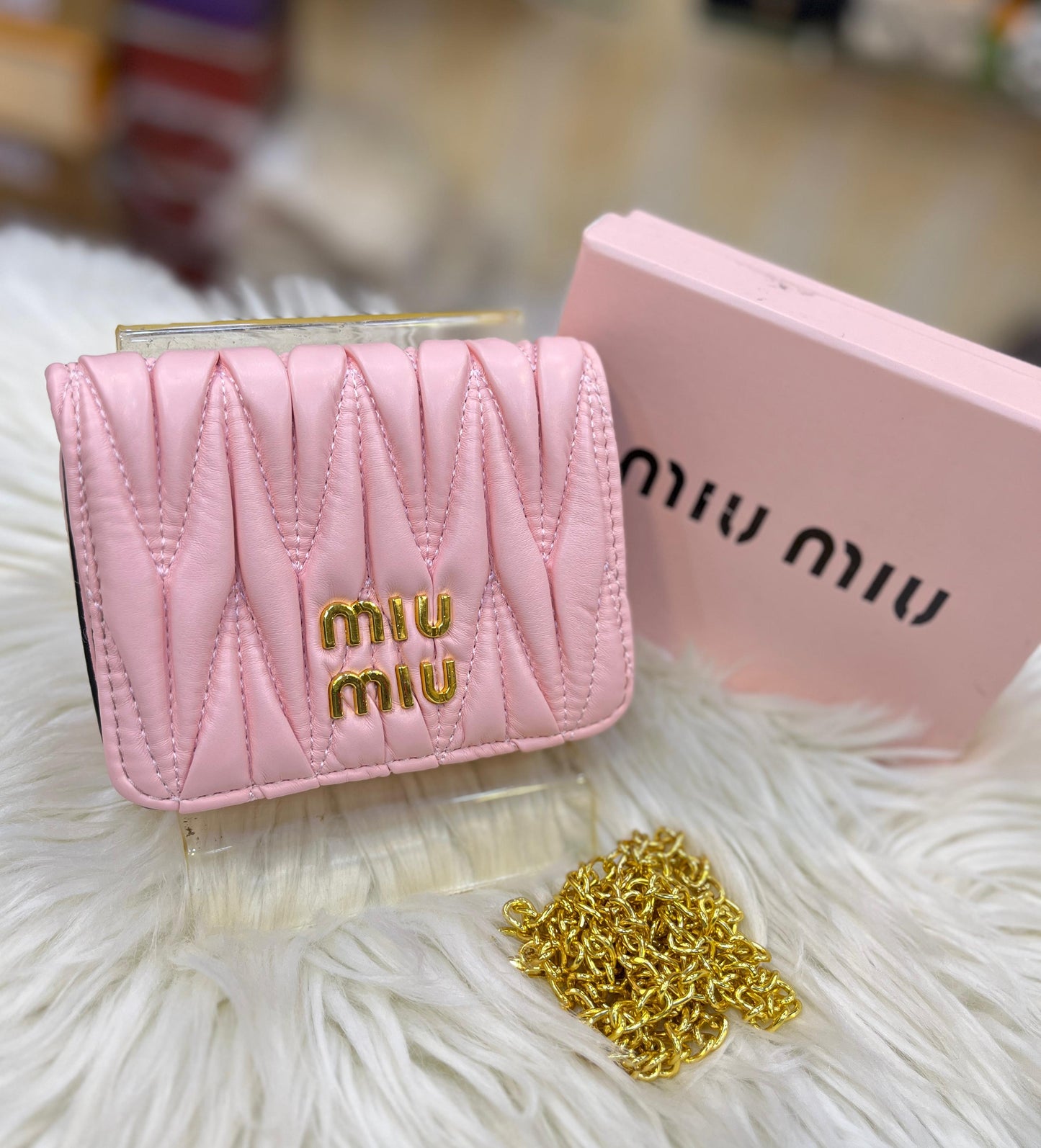 MIU MIU MORGAN – Women Card Case On Chain (Pink)